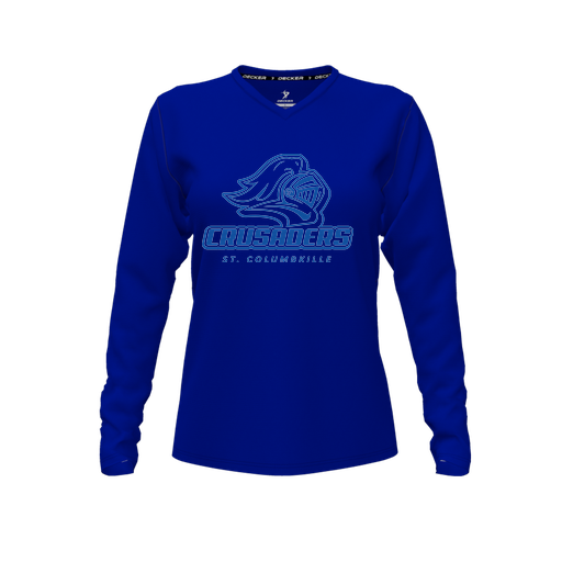 [FTLVCFRY-FYXS-LOGO3] Decker Comfort T-Shirt (Female Youth XS, Royal, V Neck, Logo 3, Long Sleeve)