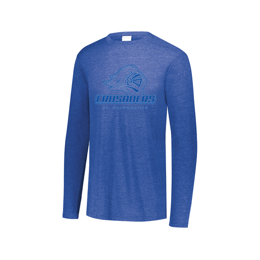 [FTLCUBRY-AXS-LOGO3] Decker Men's Tri-Blend T-Shirt - Long Sleeve (Adult XS, Royal, Logo 3)