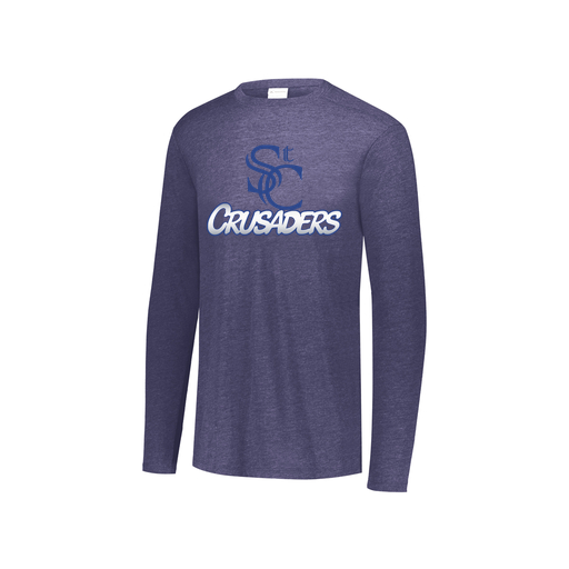 [FTLCUBNV-YS-LOGO1] Decker Youth Tri-Blend T-Shirt - Long Sleeve (Youth S, Navy, Logo 1)