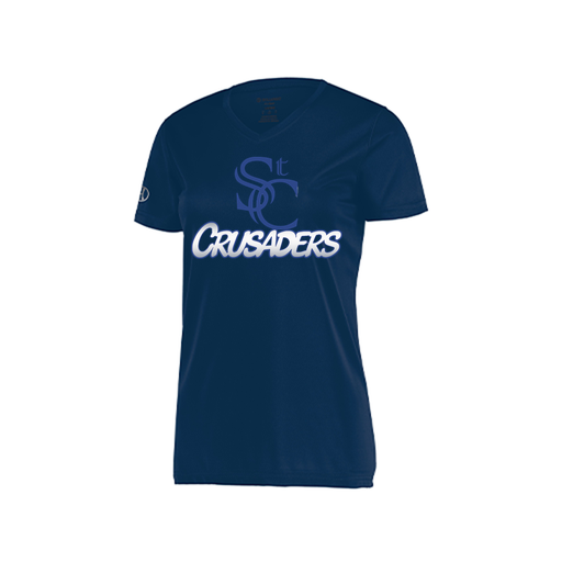[222820.065.S-LOGO1] Ladies Movement Dri Fit Shirt (Female Adult S, Navy, Logo 1)