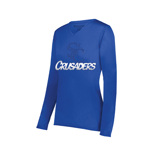[222824.060.S-LOGO1] Ladies LS Smooth Sport Shirt (Female Adult S, Royal, Logo 1)